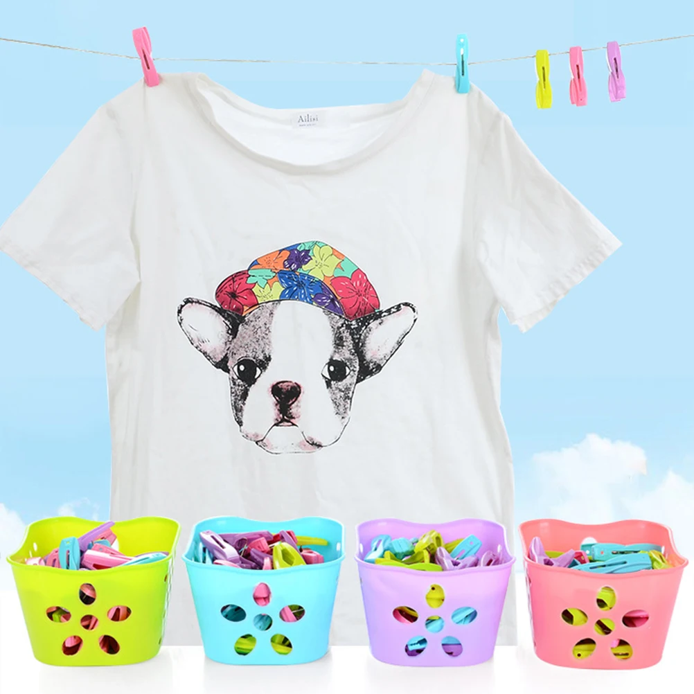 

30pcs Sturdy Clips Plastic Clothespin Windproof Laundry With Basket For Towels Bags Party Crafts Display Storage Outdoor Travel