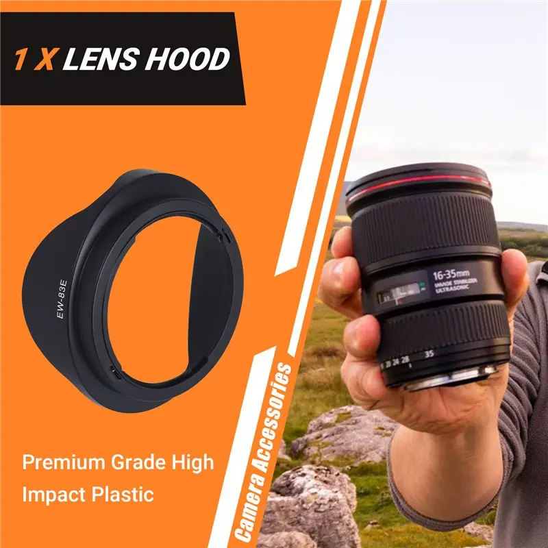 Replacement Digital Lens Hood EW-83E for Canon 16-35mm, 20-35mm, 17-35mm, 17-40mm and 10-22mm Lenses