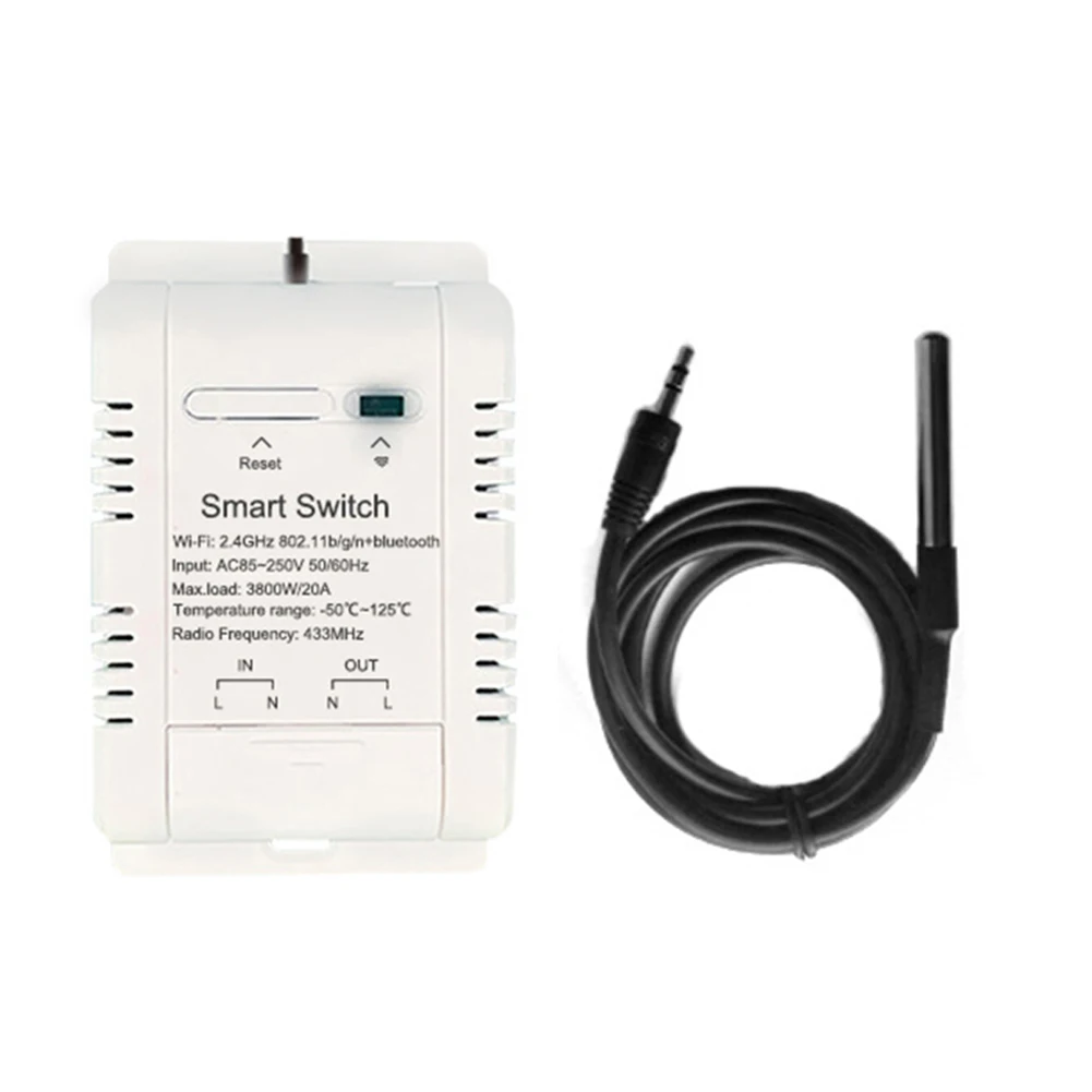 Sensore interruttore di temperatura 16A 20A 96x45x31 Mm ABS APP telecomando Rf433 sensore Monitor termostato pratico