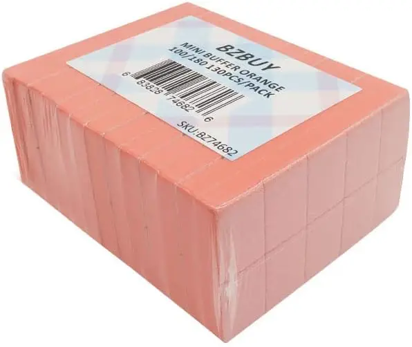 

130-Pack Nail Buffer Blocks, 100/180 Grit Dual-Sided, Mini Orange Files for Gel & Acrylic Nails