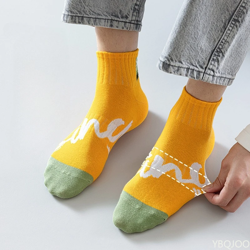 5 paar puur katoen zweetabsorberend en geurbestendig zomer korte buis herensokken trendy en niche korte buis dunne katoenen sokken