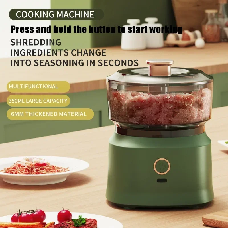 Mini Prensa de Ajo Eléctrica Inalámbrica de 350 ml, Doble Función, para Puré de Ajo, Carga USB, Picadora de Alimentos, Molinillo de Carne y Verduras