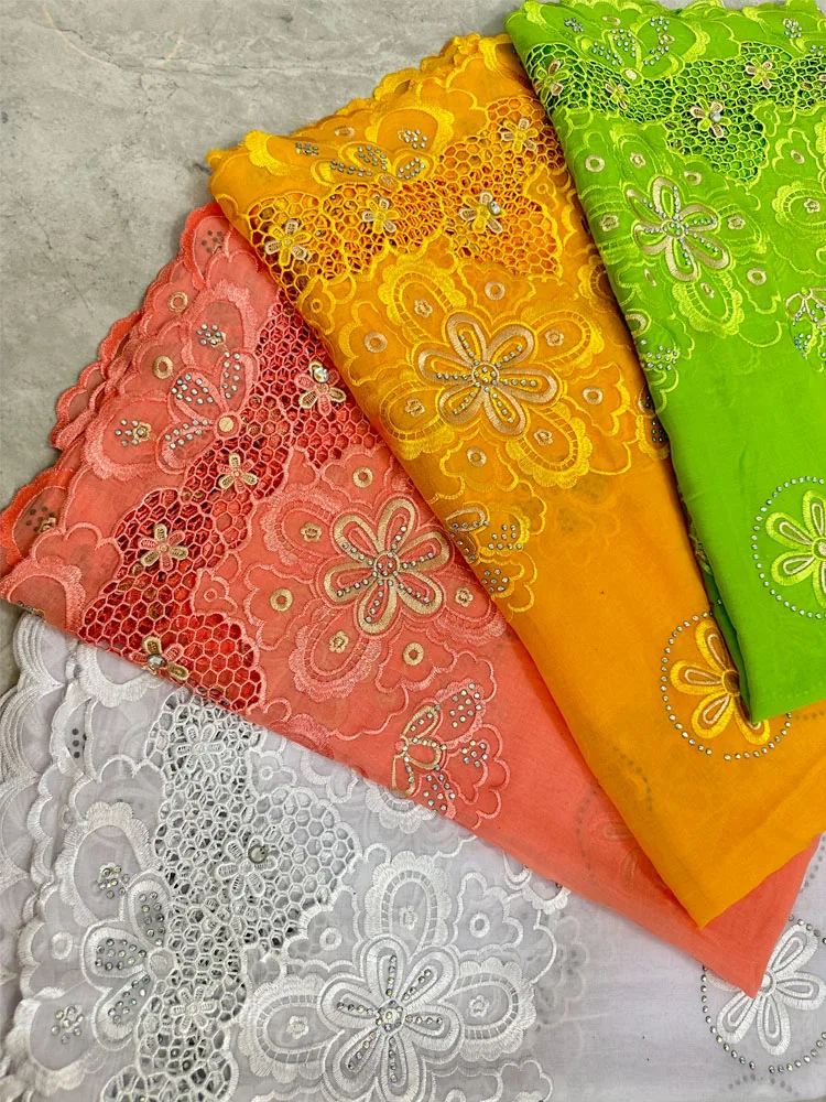 Luxury Scarf High Quality 100% Cotton Dubai African Women Islamic Scarf LOVE pattern Embroidery Chemical Lace Scarf  many color