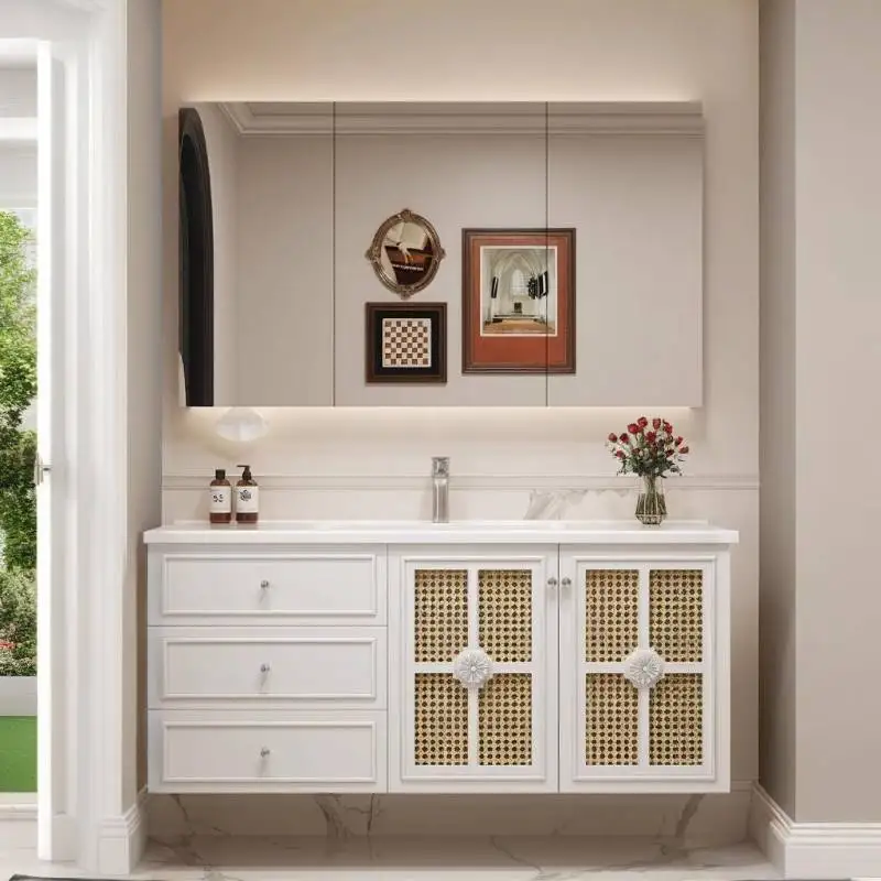 

Door Mirror Bathroom Cabinet Hang Wood Rustic White Lavabo Bathroom Cabinet Storage Cupboard Meuble Salle De Bain Furniture
