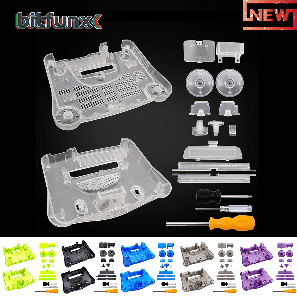 Bitfunx Replacement Plastic Shell Translucent Case for N64 Nintendo 64 Replacement Case Transparent Boxes