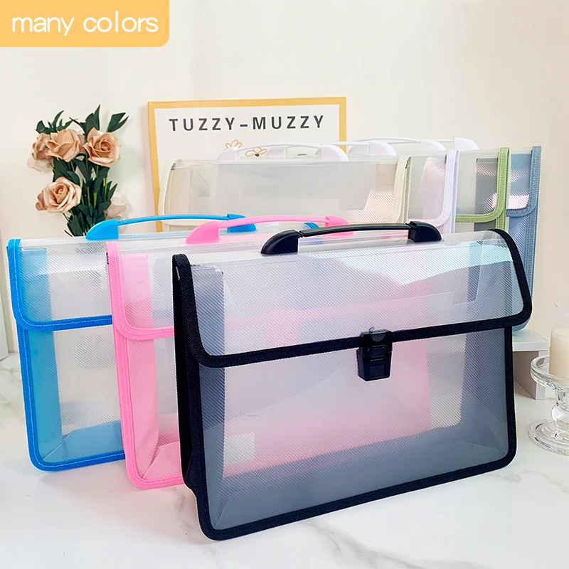 A4 Transparent Twill Portable Storage Bag Large Capacity Thickened Waterproof Button Function of a Variety of Colors