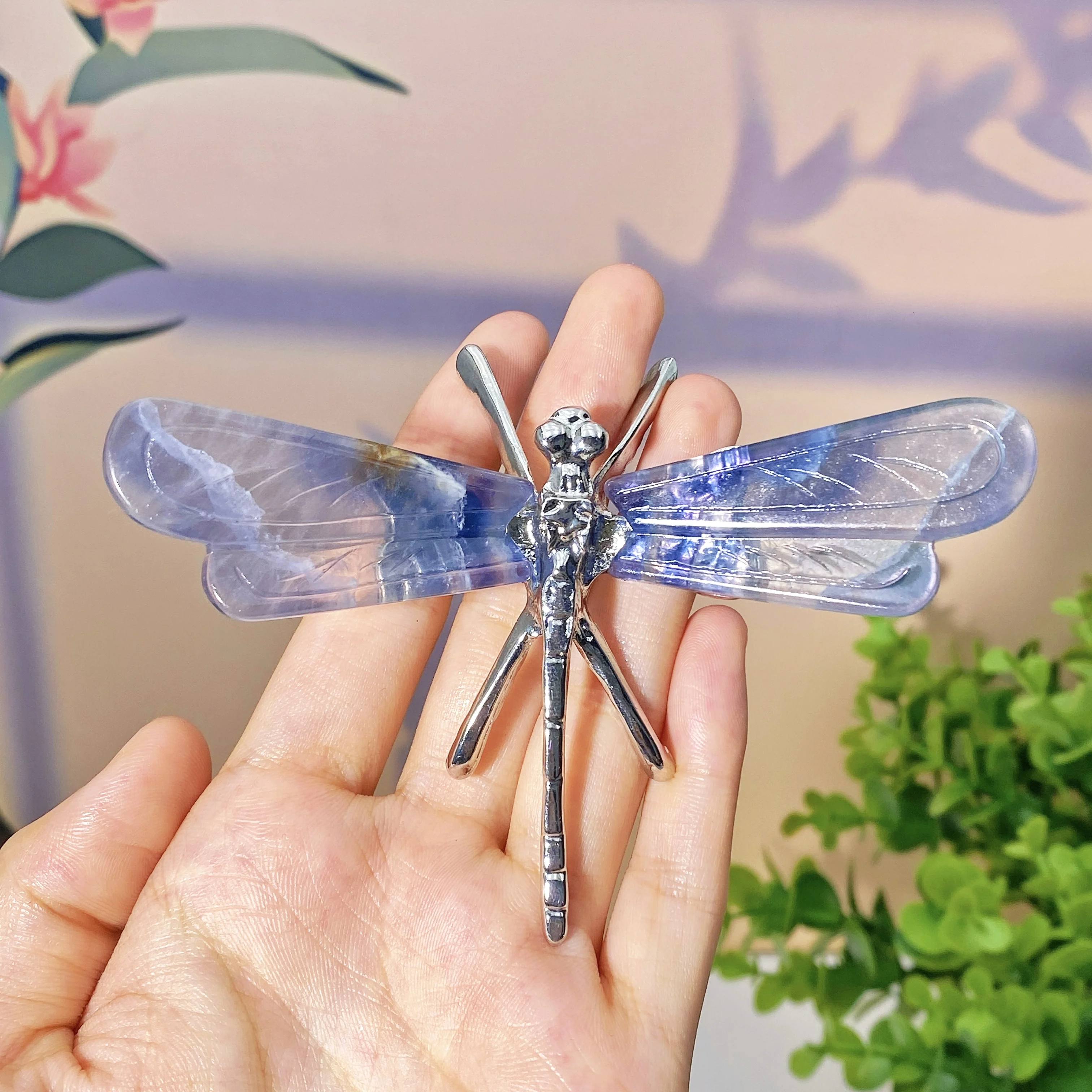 1PC High Quality Random Flourite Dragonfly Natural Crystal Carving,Party Decoration,Scene Decoration,Desktop Decoration.