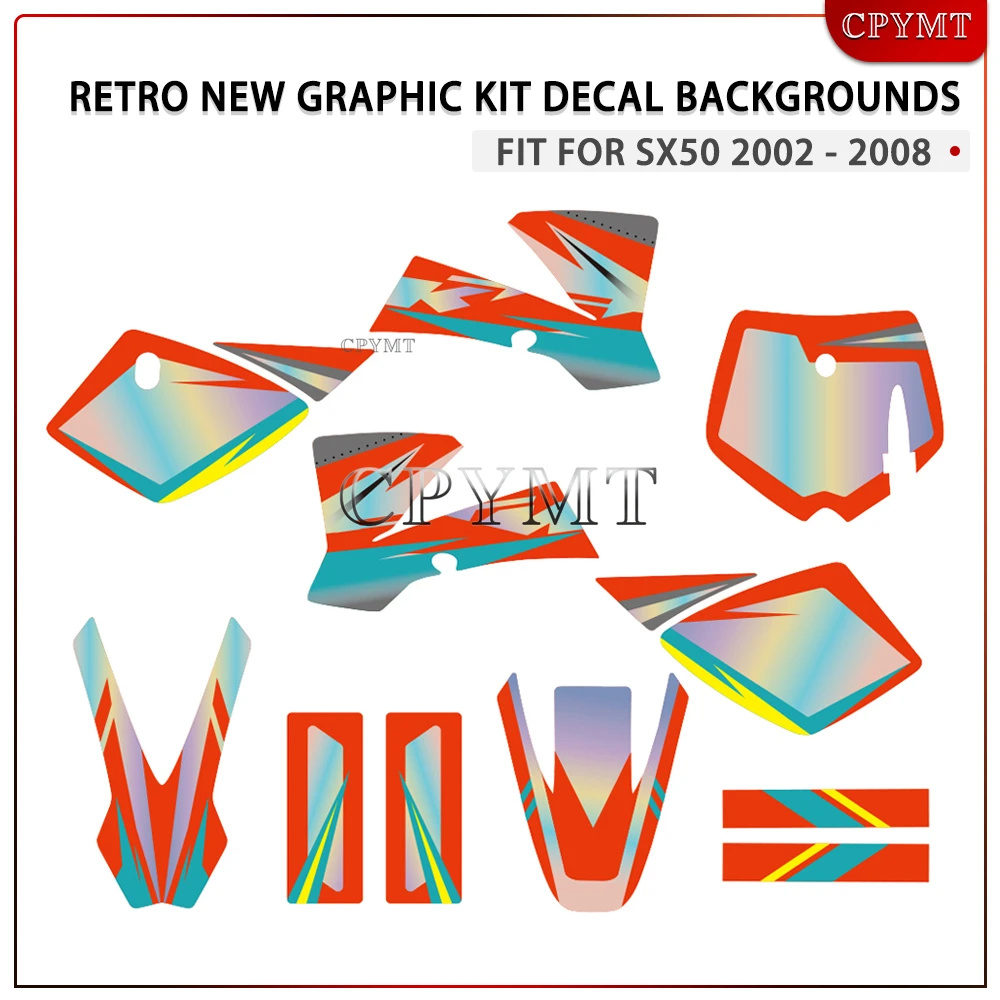 

RETRO NEW GRAPHIC KIT DECAL BACKGROUNDS STICKER Fit for 50 SX SX50 2002 2003 2004 2005 2006 2007 2008 Motorcycle Protector