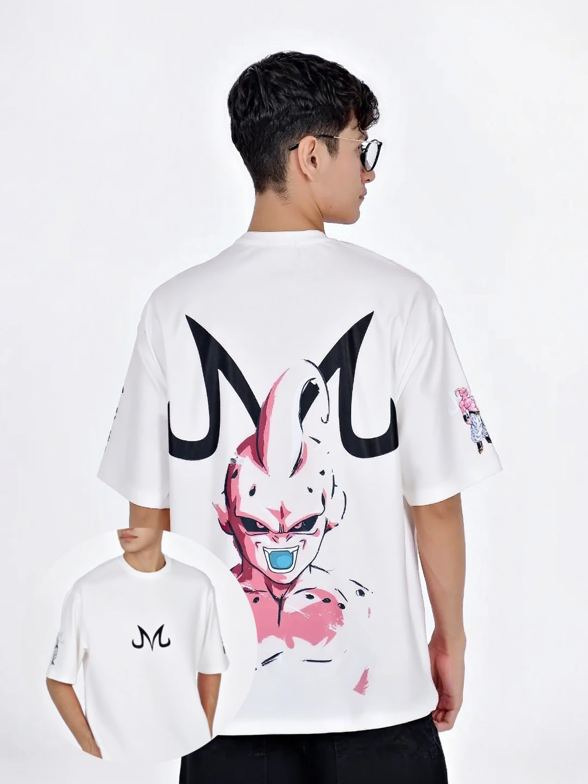 

Dragon Ball Majin men's T-shirt anime short-sleeved pattern T-shirt summer trendy street wear fashionable and casual top