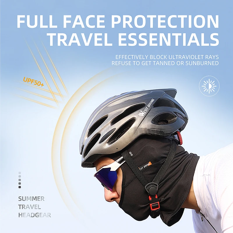 WEST BIKING Summer Motorcycle Balaclava Bicycle Hat Helmet Liner Full Face Sun UV Protection Cycling Running Breathable Caps