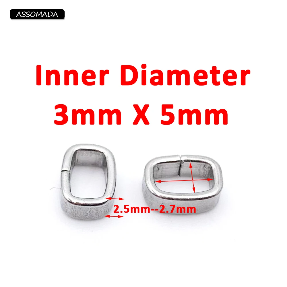 3mm X 5mm Stainless Steel Ring For Leather Rope Necklace Ornament Ring Handmade Bracelet Cord DIY Jewelry Making Accessories