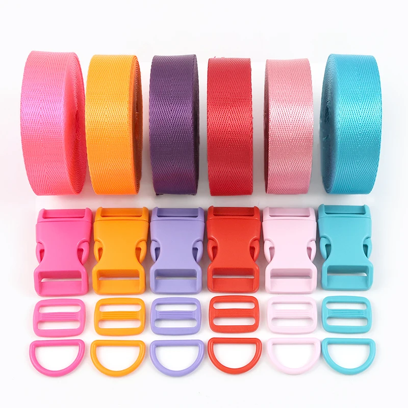 2-20 مجموعات Meetee 20/25 مللي متر طوق بكلاب إصلاح الملحقات على ظهره النايلون الشريط إغلاق الإصدار مشبك D حلقة ضبط ثلاثي الإنزلاق المنزلق