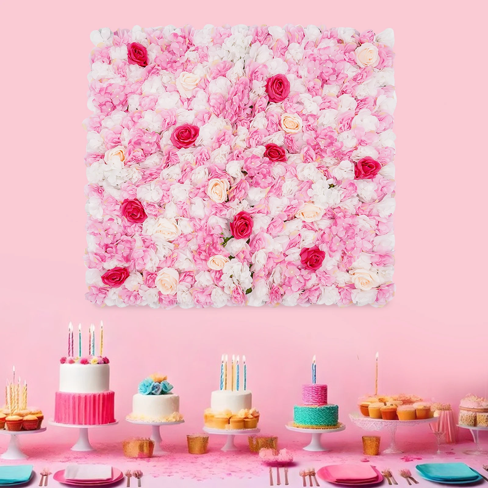 Panel Dinding Bunga Buatan, Matras Dinding Bunga, Panel Bunga Mawar Sutra, Latar Belakang Dinding Bunga Buatan untuk Pernikahan