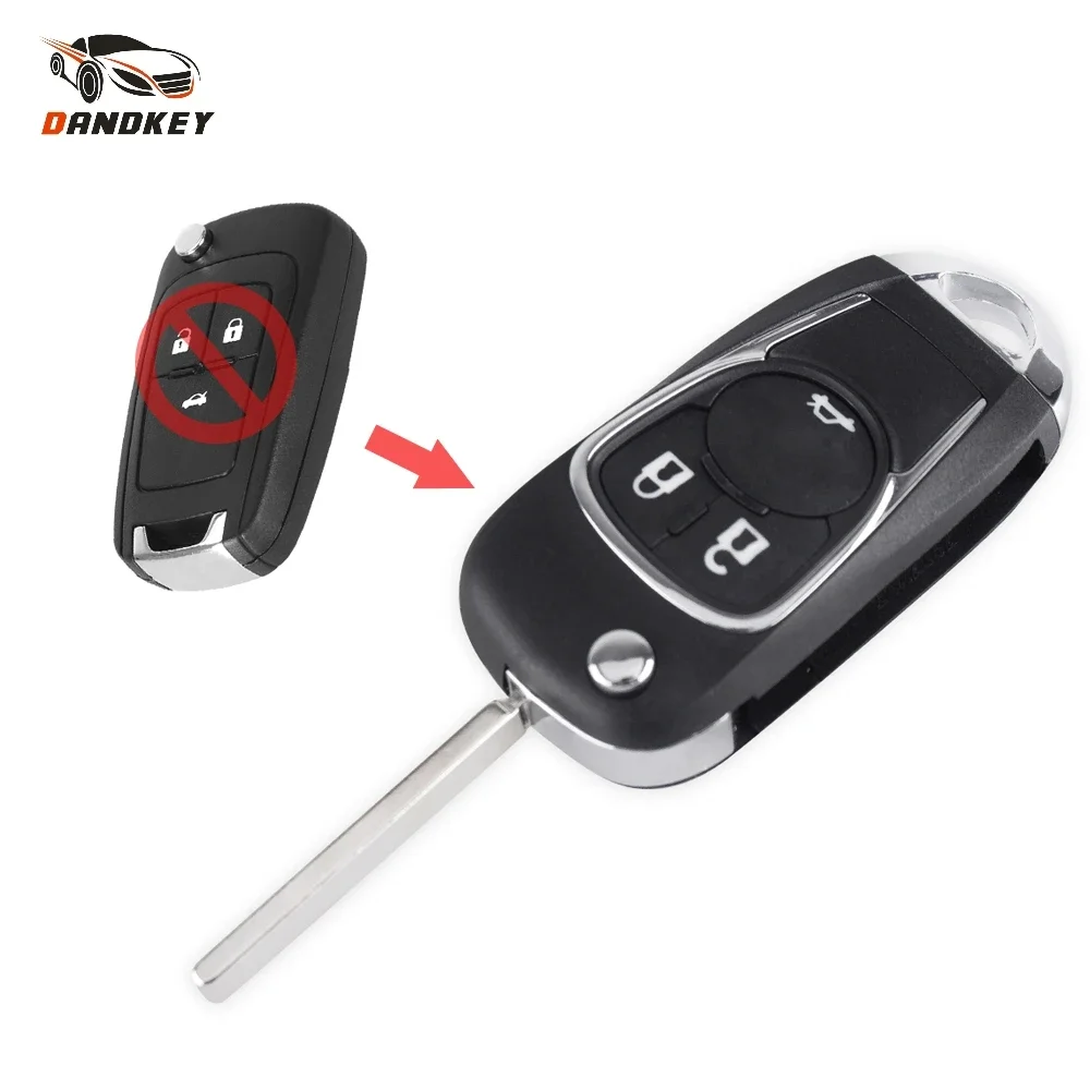 Dandkey For Chevrolet Cruze Buick Volt 3 Buttons Flip Folding Brand New Modification Remote Key Shell Case HU100 Blade key shell