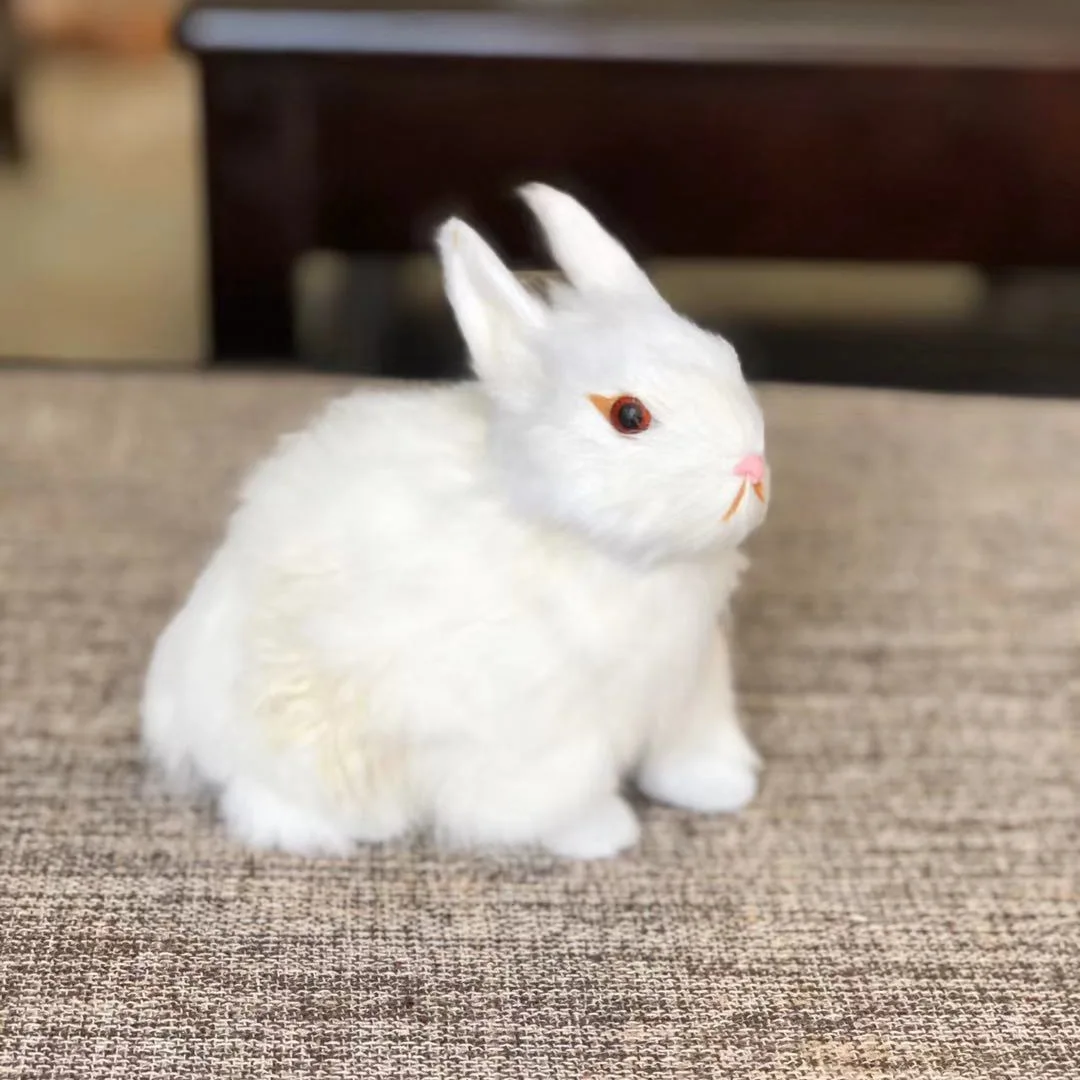 Jouets en peluche de simulation de lapin réaliste pour enfants, joli jouet en peluche de beurre d'animal, décorations d'artisanat, cadeau d'anniversaire