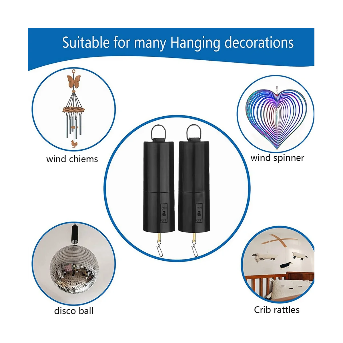 Vent Spinner Motor Face Display, à piles, rotatif, multi-usages, décor de cour, 4 pièces