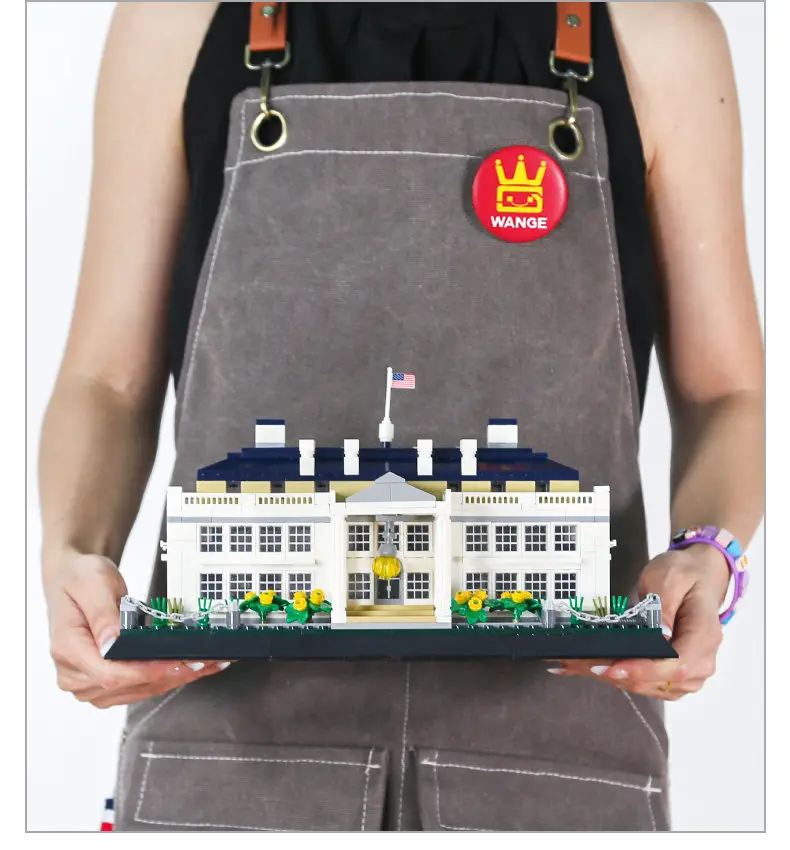 Set di blocchi di costruzione della casa bianca di riferimento USA, regalo educativo del kit modello architettonico creativo
