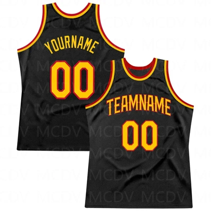 Custom Black Red-White Authentic Fade Fashion Basketball Jersey3D Print Team Name Number Vest Game Practice Clothes Adult/Youth