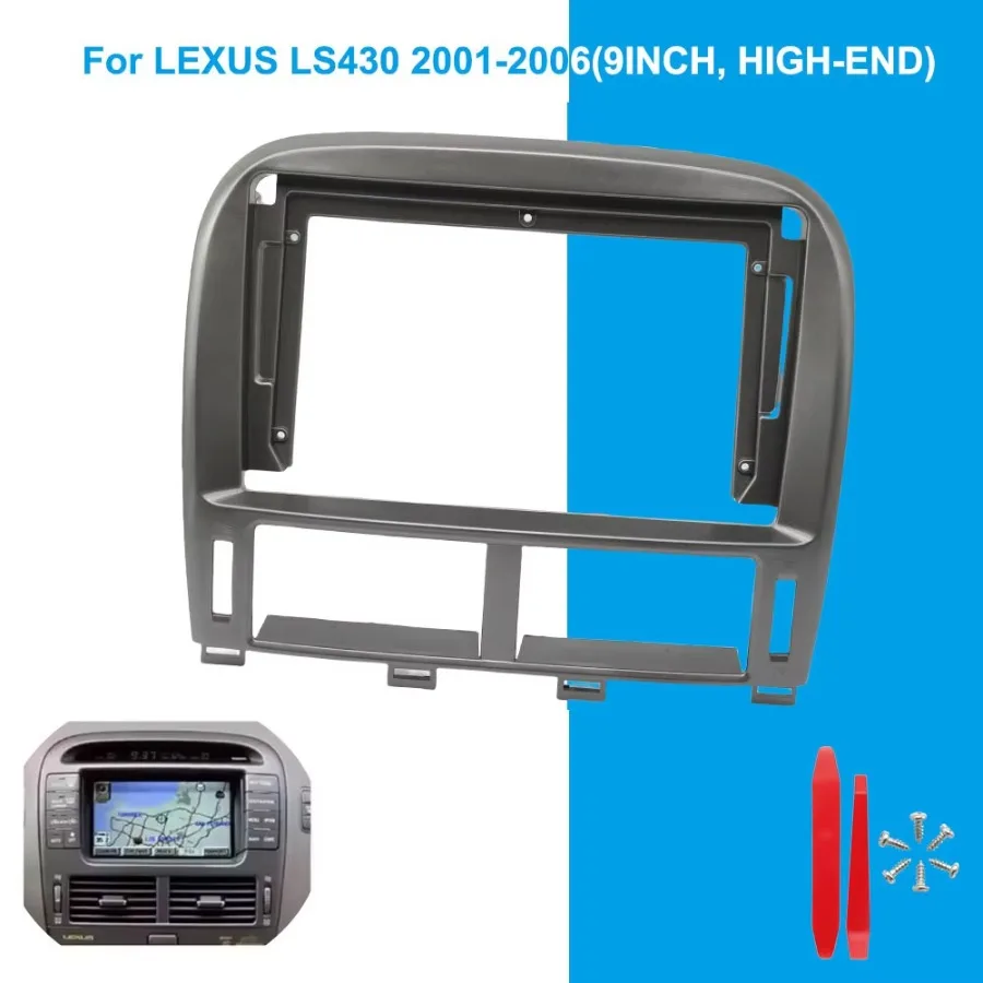 For Lexus LS430 2001-2006 9 Inch Car Radio Fascia Frame Dashboard Trim Panel Stereo Screen Mounting Kit