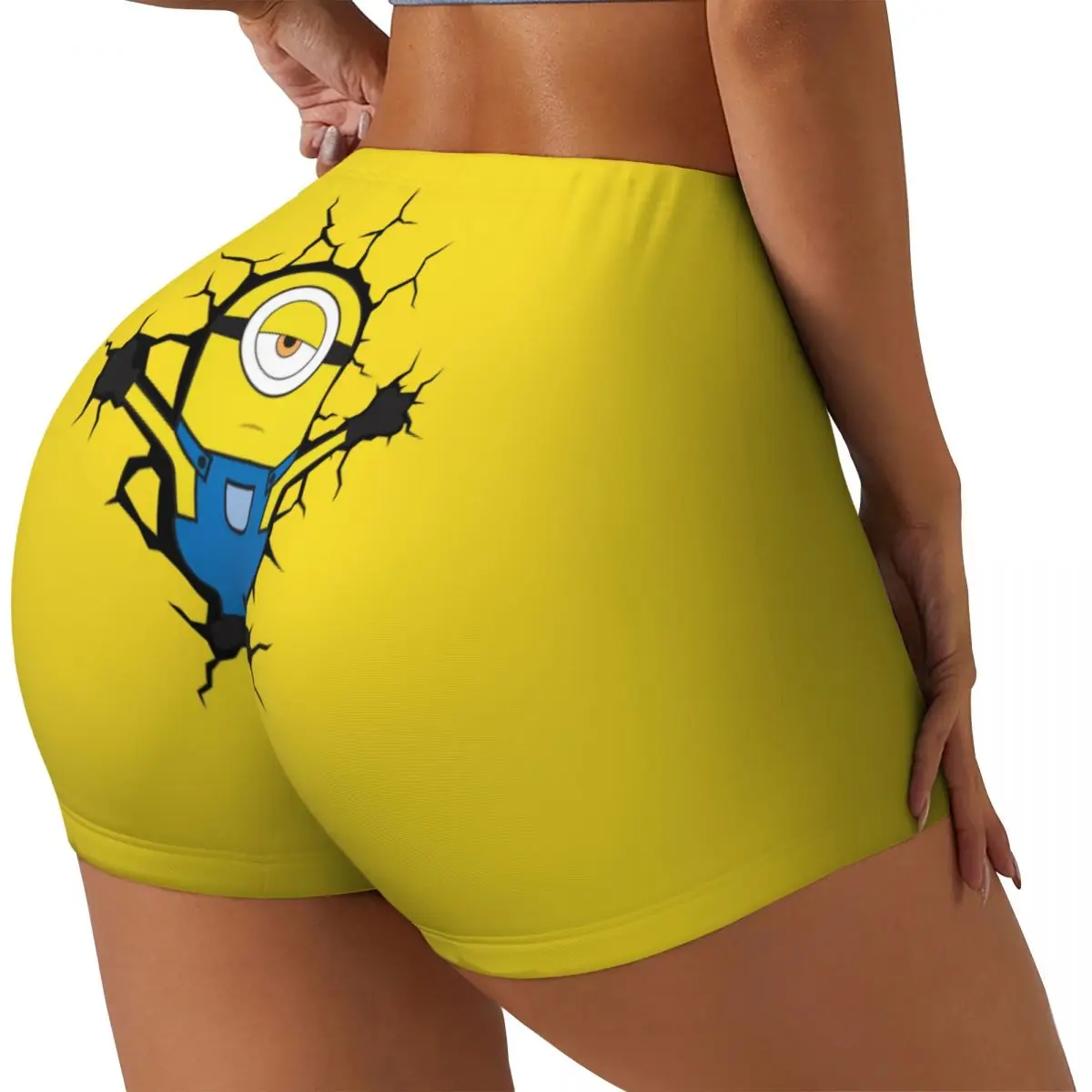 Custom Minions Broke The Wall Workout Running Volleyball Shorts for Women Gym Yoga Shorts