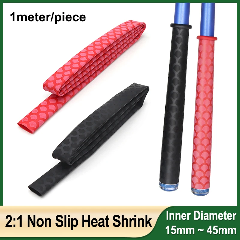 

1M Non Slip Heat Shrink Black Red 15/18/20/22/25/28/30/35/40/45mm Fishing Rod DIY Handle Insulated Waterproof Sleeve Wrap Tubing