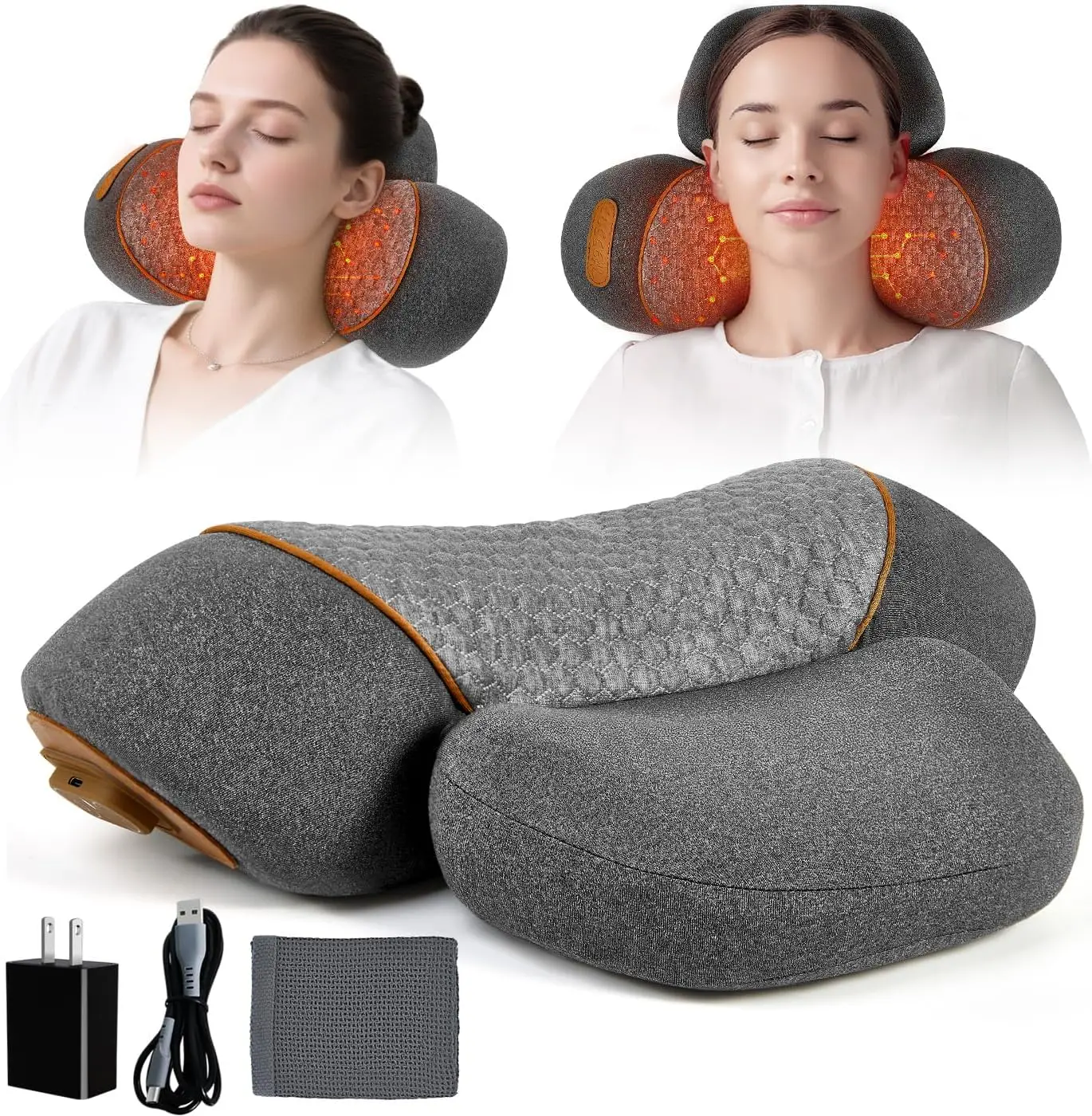 

3-in-1 Neck Massager Pillow with Heat, Airbag Support & Vibration for Shoulder Pain Relief, Portable & Rechargeable