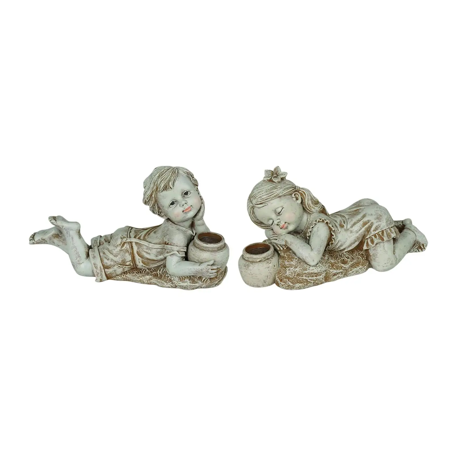 

Garden Statue with Light Lawn Ornament Cute Child Statue for Yard Patio Lawn