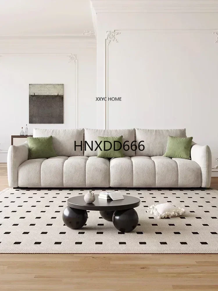 

Cream Style Living Room Small Apartment Modern Simple Floor Straight Fabric Sofa