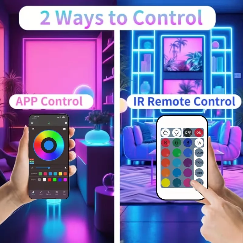 Smart LED Light Strip, Supports App And Remote Control, Features RGB Color Changing Function, Can Sync with Music for Rooms