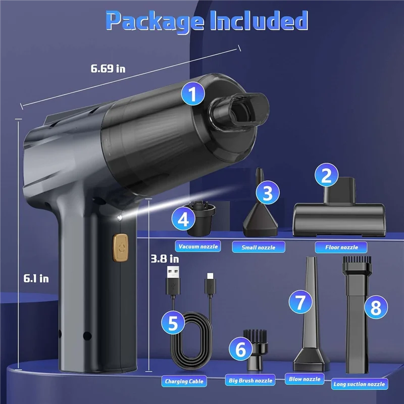 

BABZ-автомобильный пылесос высокой мощности, беспроводной ручной автомобильный пылесос, замена всасывания 15000PA, беспроводной пылесос для автомобиля