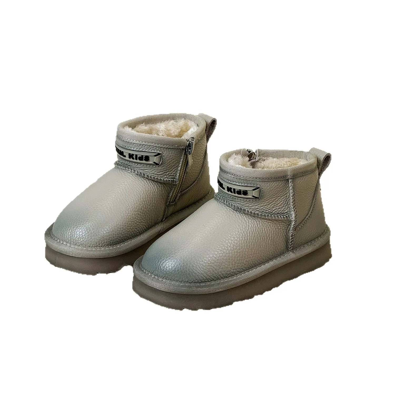 الشتاء الأطفال بنين بنات أفخم سميكة المخملية أعلى الحبوب جلد البقر الثلوج أحذية أطفال طفل دافئ جلد طبيعي حذاء من الجلد