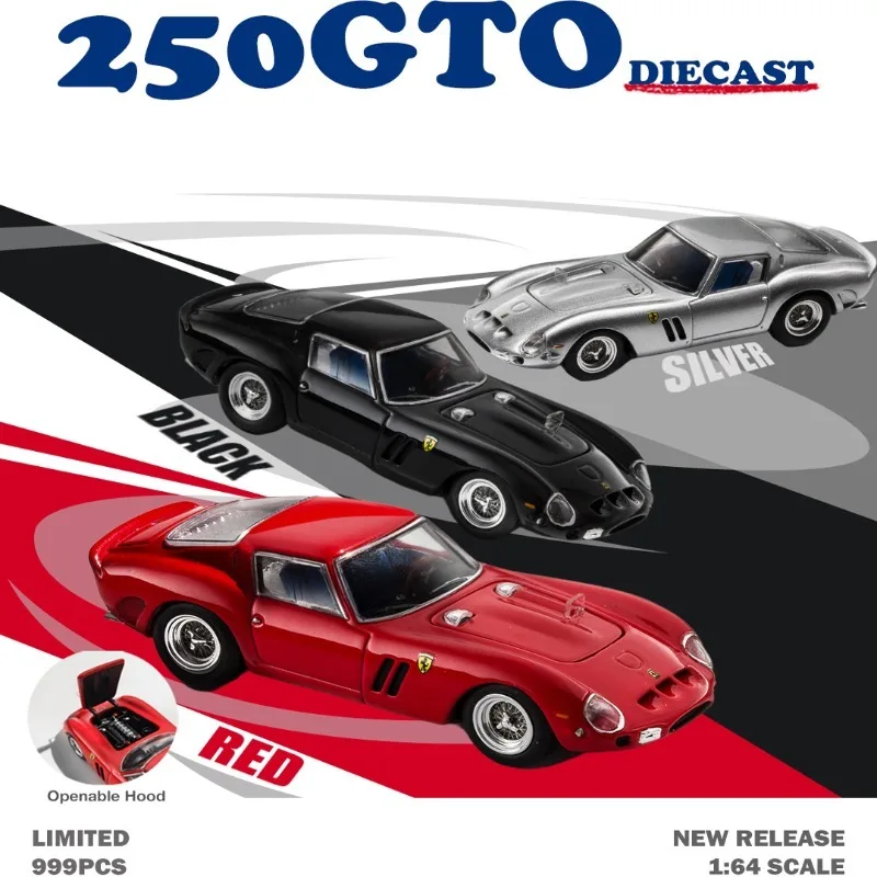 CL moulé sous pression 1/64 échelle Ferrari 250 GTO capot d'ouverture modèle de collection alliage modèle de voiture jouets pour garçons cadeau enfants jouets garçons