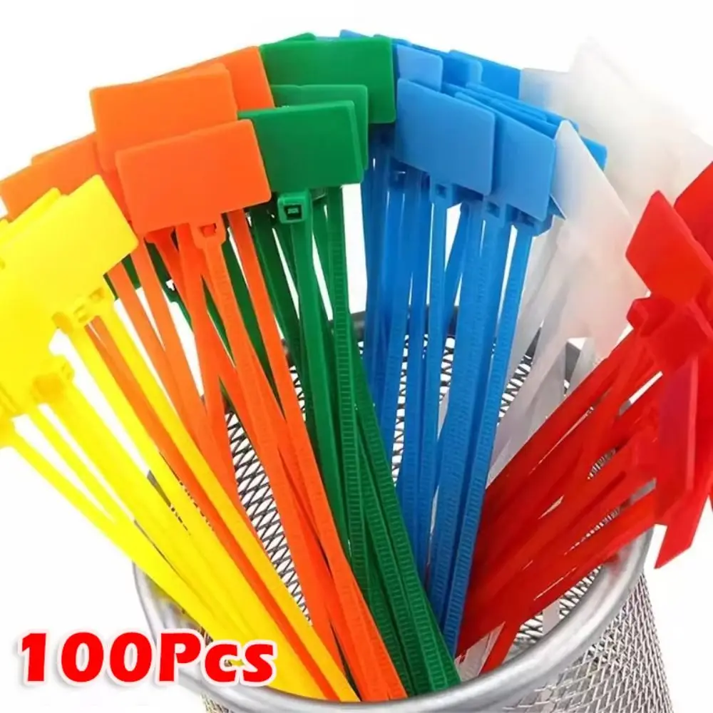 100 ชิ้นใหม่ที่มีสีสันสายผูก Self - locking ตาข่ายลวดไนลอนผูกป้าย Zip Ties สําหรับ Home Office