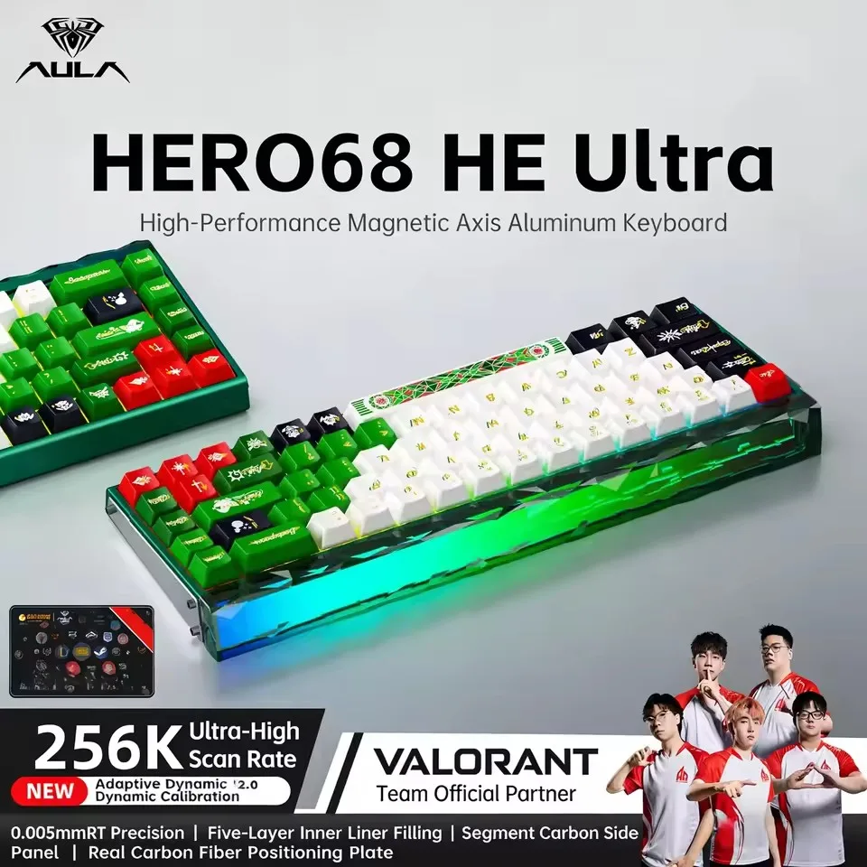 AULA HERO68 Ultra Pro Wired Mechanical Keyboard CNC Aluminum HotSwap Magnetic Switch Rapid Trigger RGB Low Latency for FPS Gamer