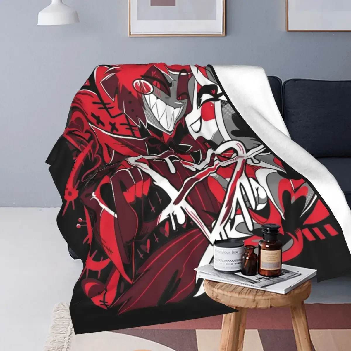 Charlie Alastor Hazbin Hotels V-day Fanmerch Blanket Fleece Throw Blankets Bedding Couch Printed Lightweight Bedsprea