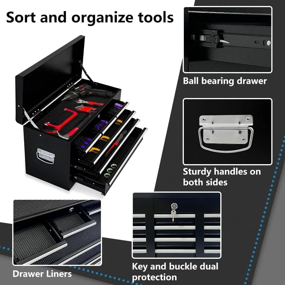 8-Drawer Rolling Tool Chest, 2-in-1 Tool Box Organizer with Lockable Wheels, Sliding Drawers, and Detachable Top, Garage Worksho