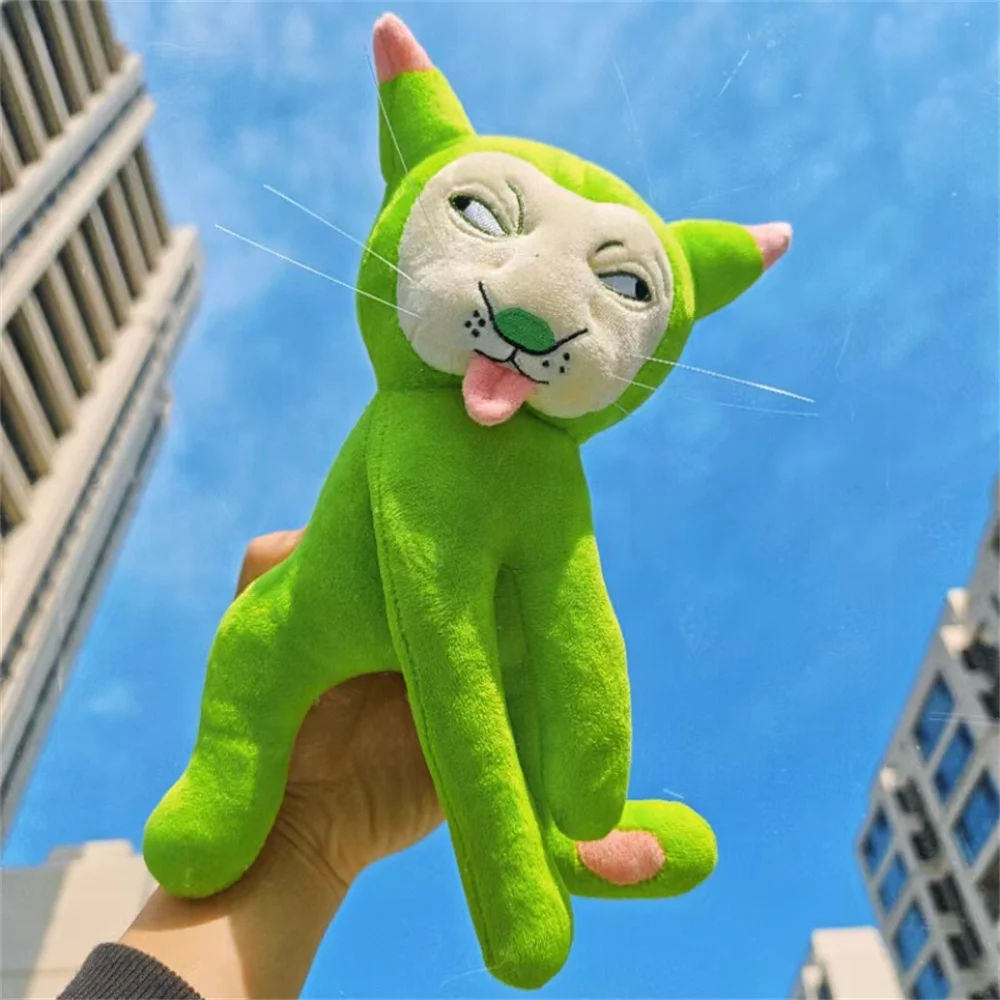 Ugly Cute Abstract Green Cat Plush Bendable Skeleton Meme Kitten Stuffed Toy Funny Weird Creative Gift Home Ornament
