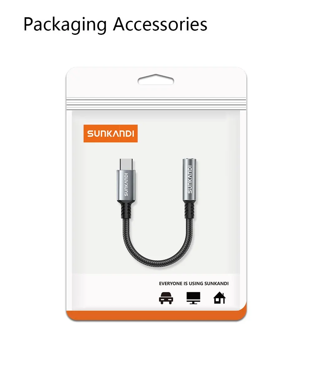 SUNKANDI USB Type C to 3.5mm Female Headphone Jack Adapter, USB C to Aux Audio Dongle Cable Cord for iPad, Samsung, MacBook