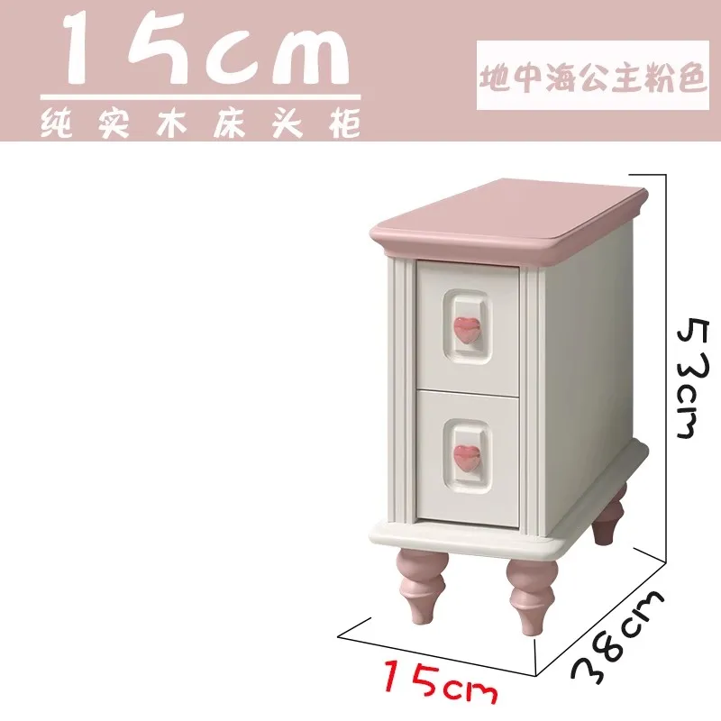 Pure solid wood little princess bedside table 30/40/50 cm60 wide American style children's bedroom girl storage drawer cabinet