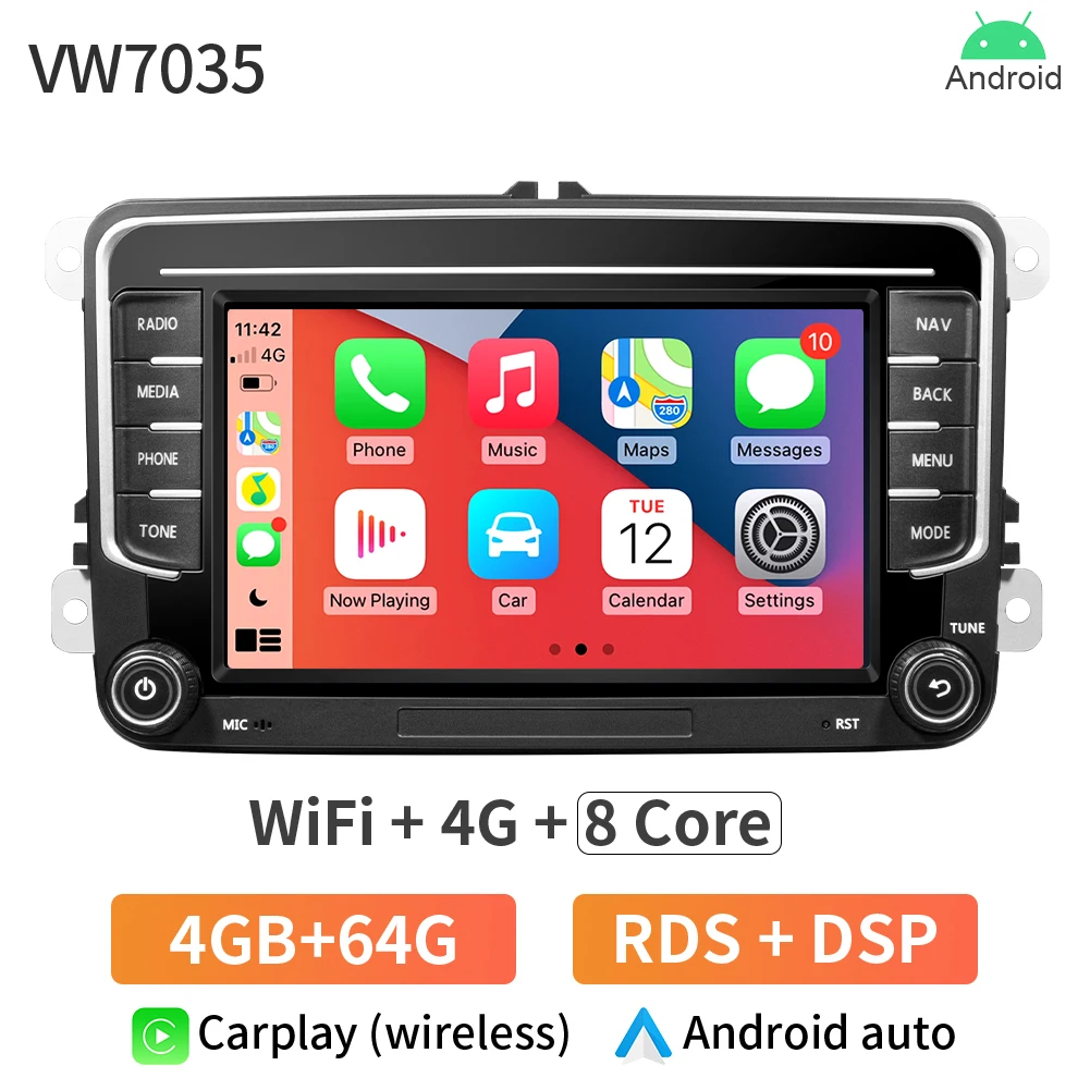 Grandnavi 2Din Android 13 Autoradio GPS Voor VW/Volkswagen Skoda Octavia golf 5 6 touran passat B6 polo Jetta 2Din Radio Speler