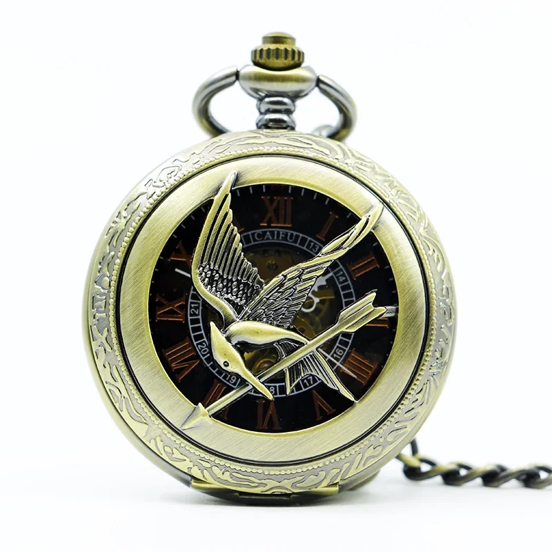 Bronze Vintage Mechanical Pocket Watch Personalised Creative Fashion Mens Watch Steampunk Hand-winding Pocket Fob Watches