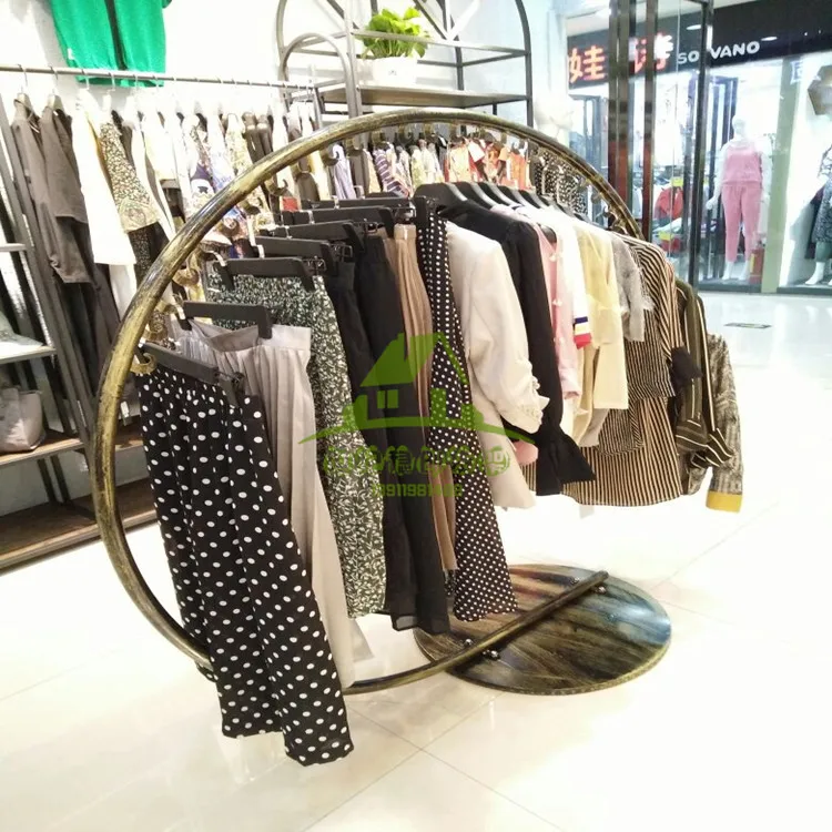 Floor type display rack of clothing store creative gold display rack of women's clothing store clothes hanger