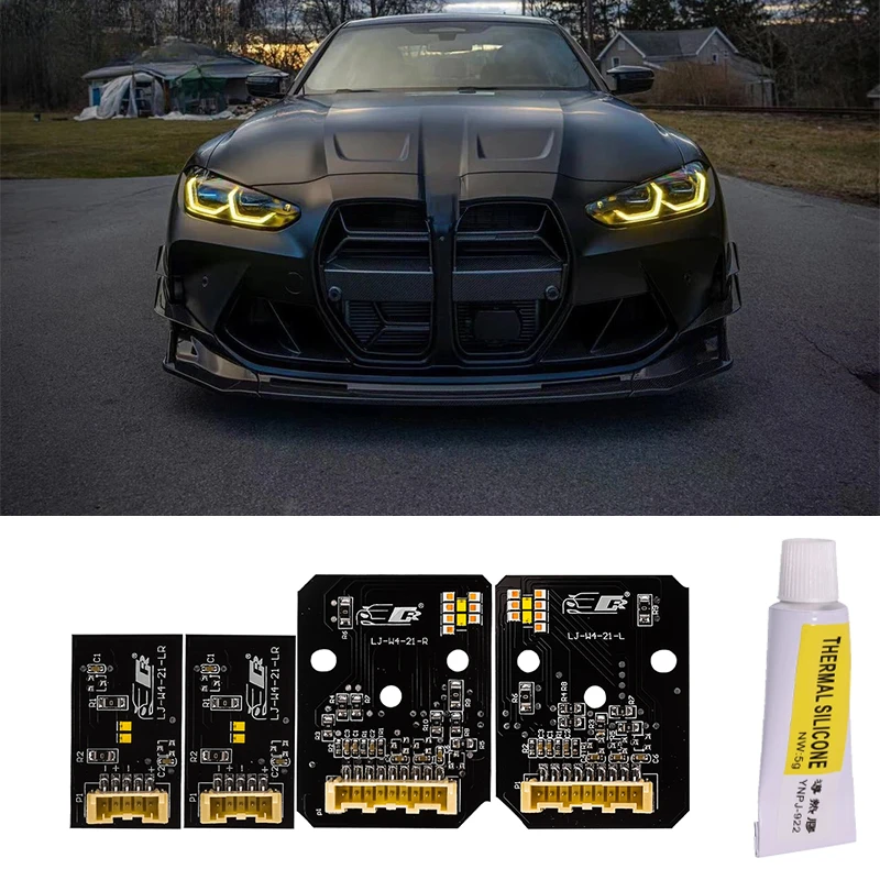 Car Daytime Running Lights Lemon Yellow Amber 1 Set for BMW M3 M4 CSL 4 Series DRL Multi-color LED Panel G80 G22 G82 G23 G26