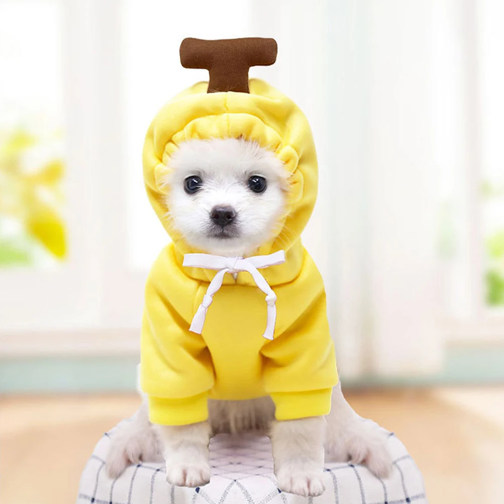 

Banana Warm Dog Costume Pet Clothes Small Puppy Coat Autumn Winter Party Accessory Fruit Bodysuit Dog Clothing
