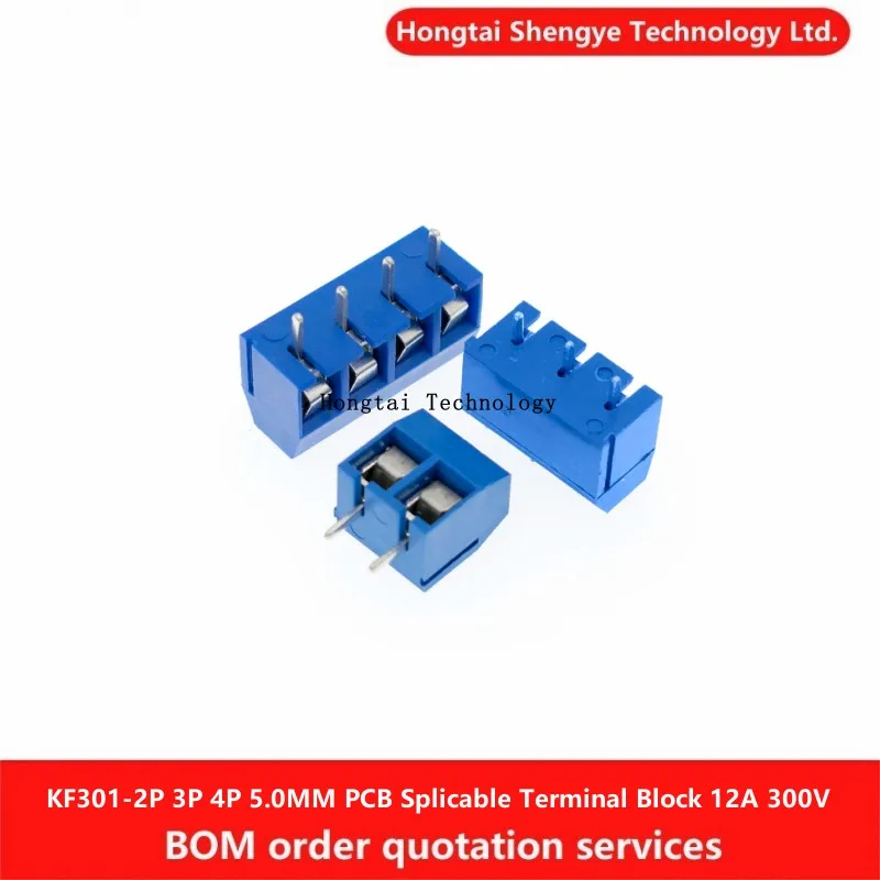 KF301-2P 3P 4P Pitch 5.0MM PCB Inline Screw Splicable Terminal Block 12A 300V