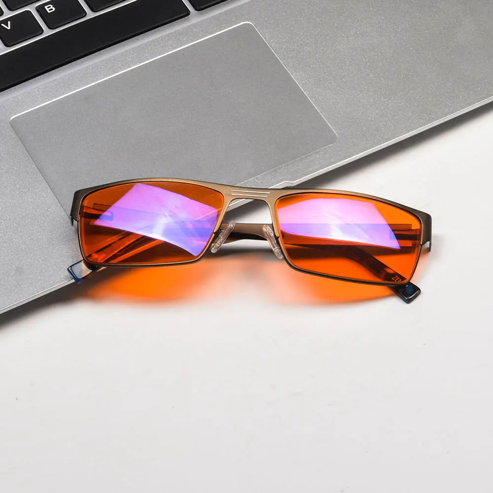 Men’s glasses blue light blocking glasses Orange clear lenses leopard computer glasses computer screen protection glasses man