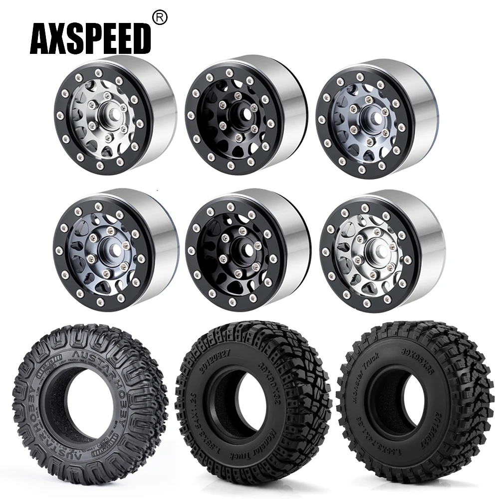 

AXSPEED 4 шт. 1,55-дюймовые резиновые колесные шины из алюминиевого сплава для осевых 90069 D90 Tamiya CC01 LC70 MST 1/10, детали для обновления радиоуправляемого автомобиля