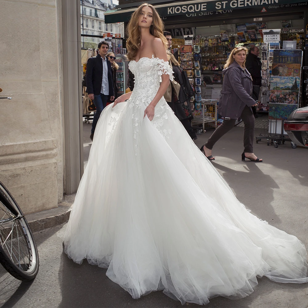 Robe de Mariée Trapèze en Dentelle, Personnalisée, Élégante, avec des Appliques, pour les Patients