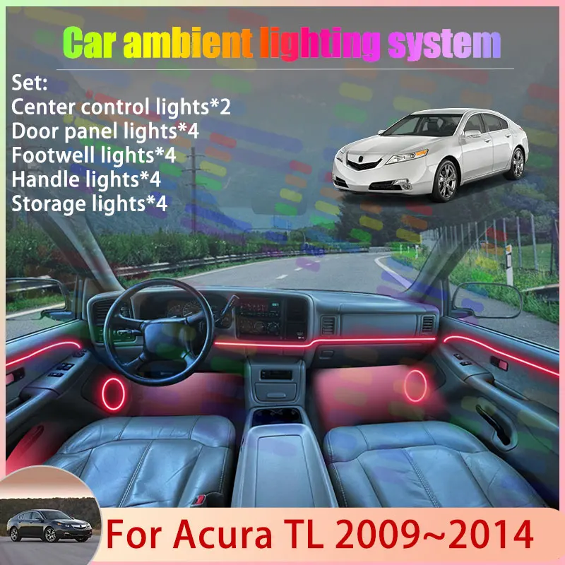 

For Acura TL 2009~2014 UA8 UA9 MK4 2010 2011 2012 2/24 in 1 Car Atmosphere Light Lamp RGB Shade Ensemble Streamer Atmosphere Set
