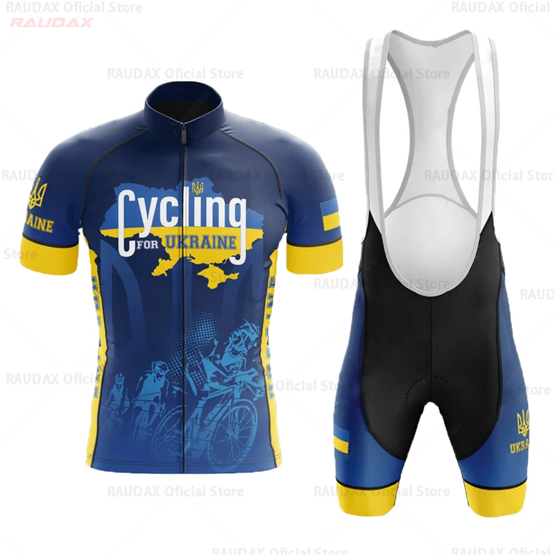 2022 Ukraine Short Sleeve CYCLING Jersey Suit Summer Men Bicycle Clothes Breathable Pro Bicycle Wear Set Outdoor Sport Bike Suit